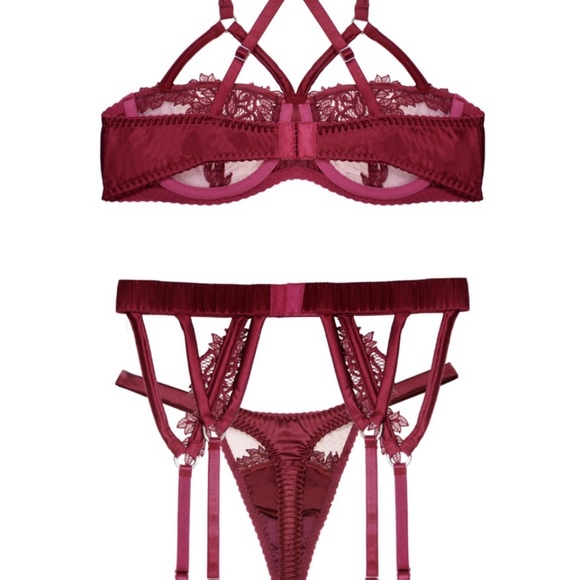 Medium Fleur of England Red Silk Margaux Thong - Picture 3 of 4